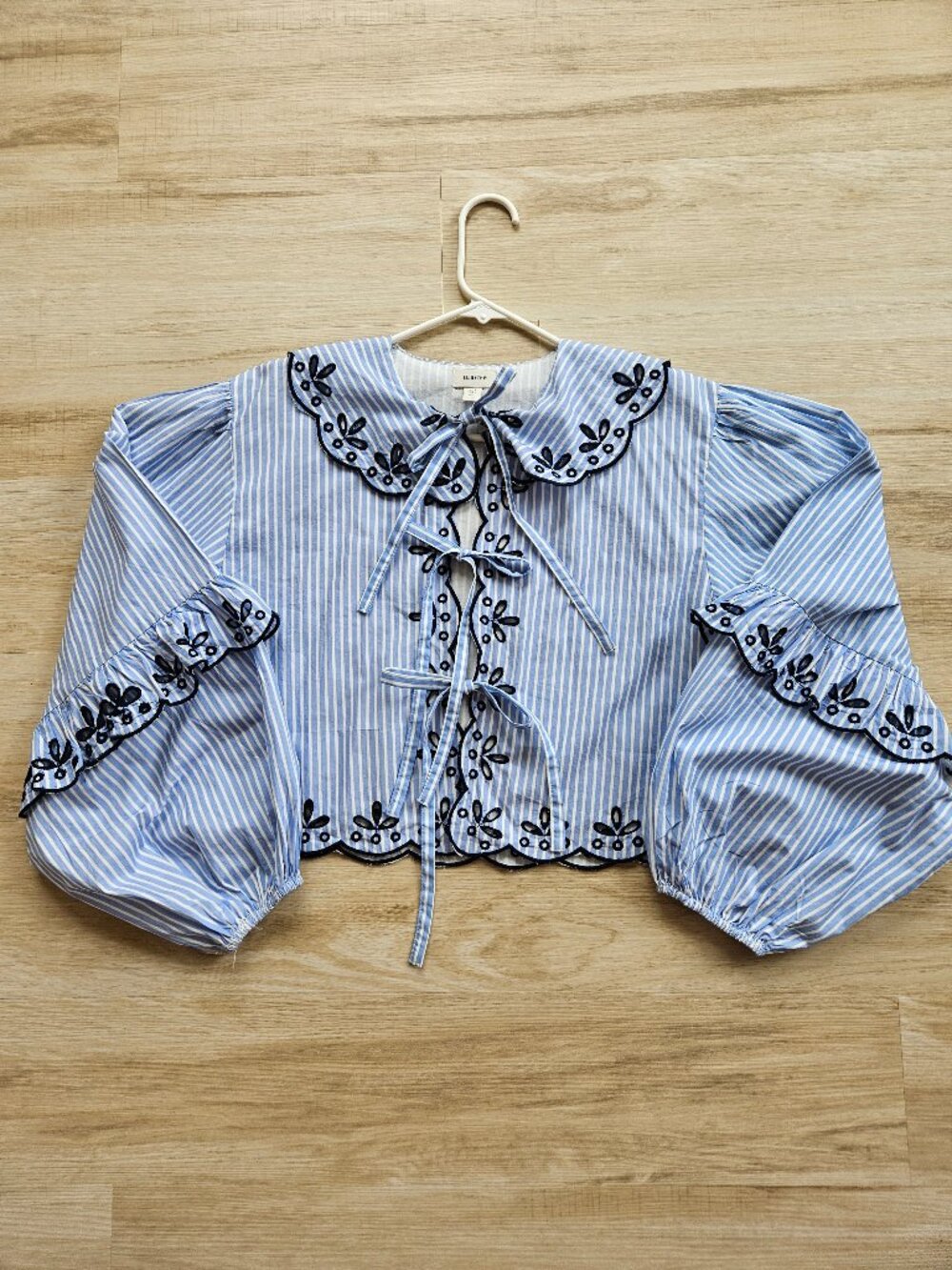 Maeve Long-Sleeve Scallop Tie-Front Blouse